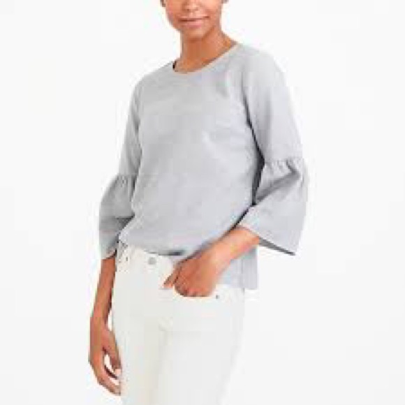 J. Crew Factory Tops - J.Crew size 6 gray bell sleeve top in a soft flannel material